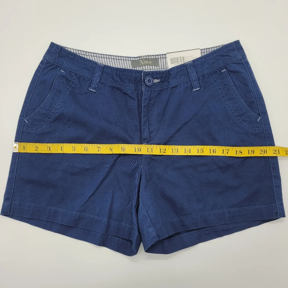 Natural Reflections Shorts Navy Blue Cotton Mid Rise Classic Coastal Size 10 NEW